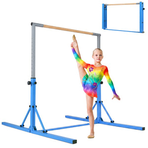 Foldable Gymnastics Bar for Kids with 3-Level Adjustable Heights-Blue view 4