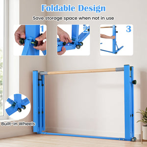 Foldable Gymnastics Bar for Kids with 3-Level Adjustable Heights-Blue view 9