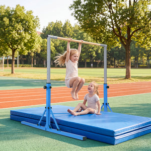 Foldable Gymnastics Bar for Kids with 3-Level Adjustable Heights-Blue view 2
