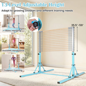 Foldable Gymnastics Bar for Kids with 3-Level Adjustable Heights-Green view 6