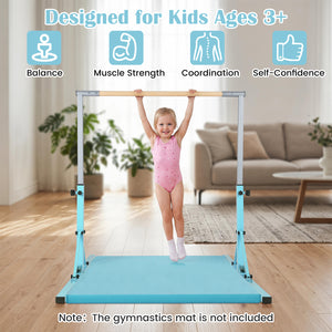 Foldable Gymnastics Bar for Kids with 3-Level Adjustable Heights-Green view 8