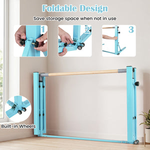 Foldable Gymnastics Bar for Kids with 3-Level Adjustable Heights-Green view 9