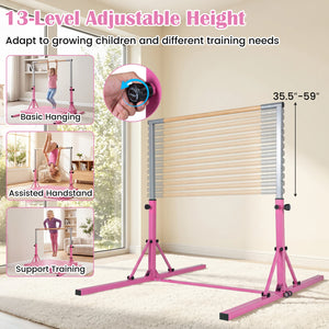 Foldable Gymnastics Bar for Kids with 3-Level Adjustable Heights-Pink view 6
