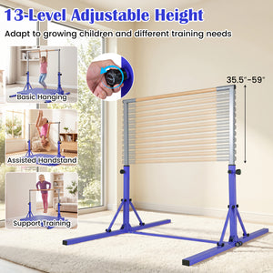 Foldable Gymnastics Bar for Kids with 3-Level Adjustable Heights-Purple view 6