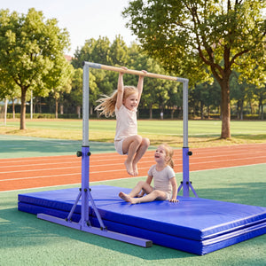 Foldable Gymnastics Bar for Kids with 3-Level Adjustable Heights-Purple view 2