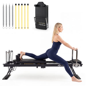 Foldable Pilates Reformer Machine for Home Gym Large Pilates Equipment-Black view 3