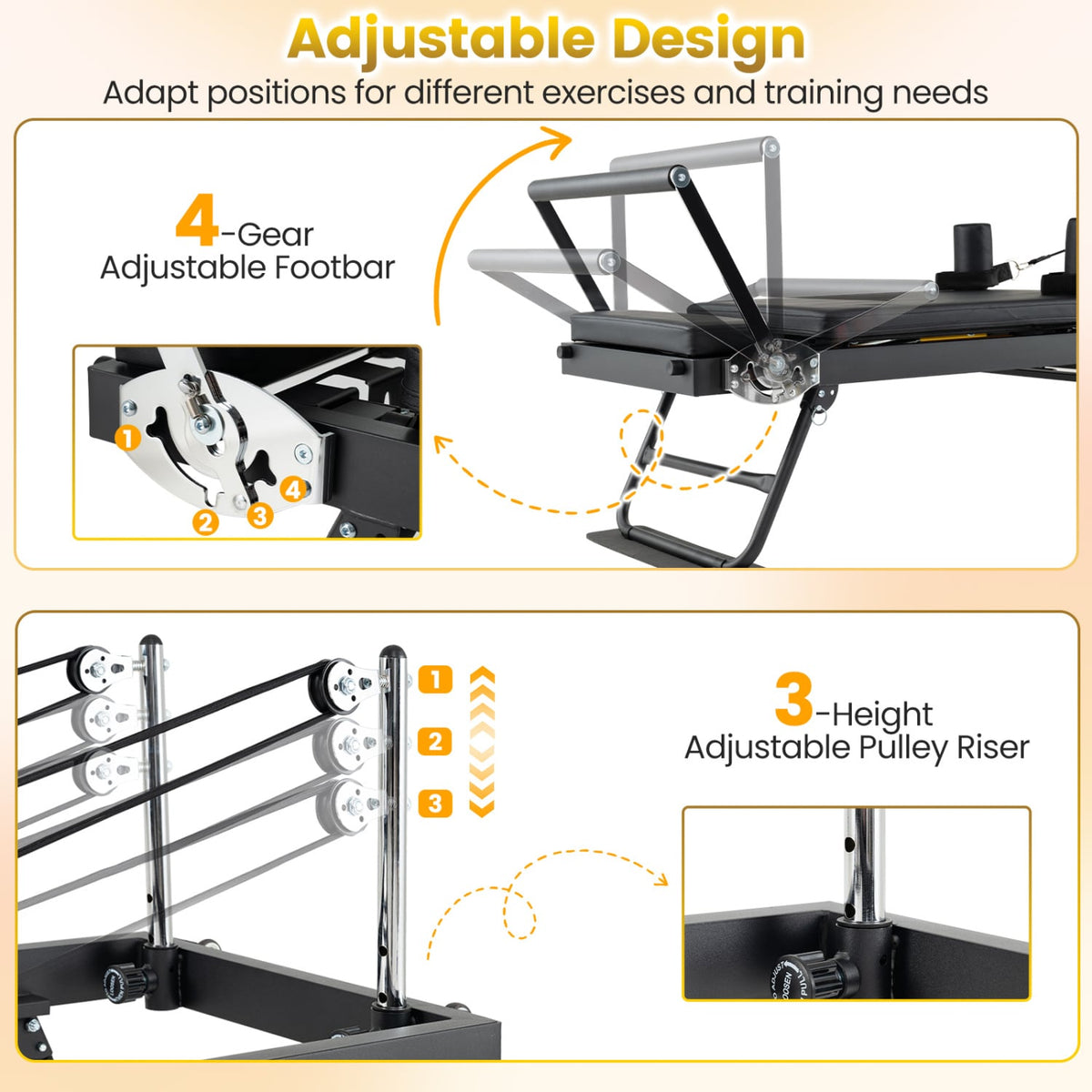Foldable Pilates Reformer Machine for Home Gym Large Pilates Equipment-Black view 6