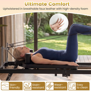 Foldable Pilates Reformer Machine for Home Gym Large Pilates Equipment-Black view 8