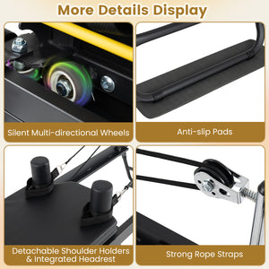 Foldable Pilates Reformer Machine for Home Gym Large Pilates Equipment-Black view 9