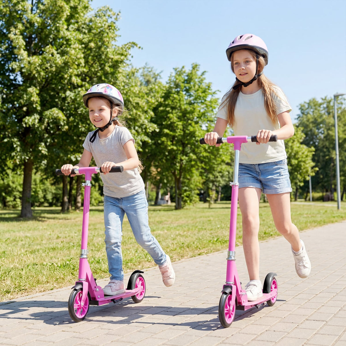 Folding Aluminum Alloy Scooter with 3 Adjustable Heights-Pink view 3