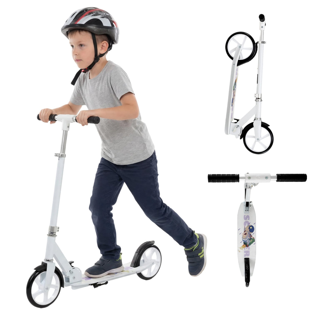 Folding Aluminum Alloy Scooter with 3 Adjustable Heights-White view 4