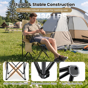 Folding Camping Chair with Mesh Fabric Backrest Solid Metal Frame and Carrying Bag-Green view 7