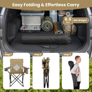 Folding Camping Chair with Mesh Fabric Backrest Solid Metal Frame and Carrying Bag-Green view 9
