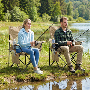 Folding Camping Chair with Mesh Fabric Backrest Solid Metal Frame and Carrying Bag-Green view 2