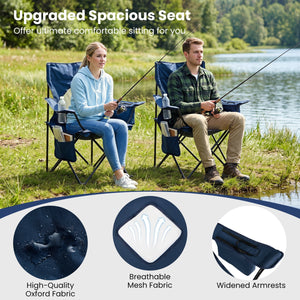 Folding Camping Chair with Mesh Fabric Backrest Solid Metal Frame and Carrying Bag-Blue view 8