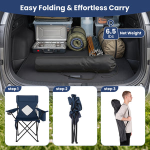 Folding Camping Chair with Mesh Fabric Backrest Solid Metal Frame and Carrying Bag-Blue view 9