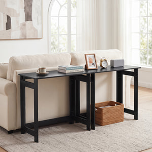 Folding Console Table with Foldable Legs-Black view 7