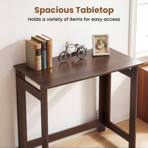 Folding Console Table with Foldable Legs-Brown view 8