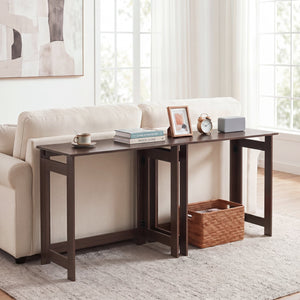 Folding Console Table with Foldable Legs-Brown view 6