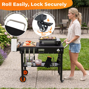 Folding Grill Cart for 17 and 22 Inch Griddles with Heat-Resistant Mat view 7
