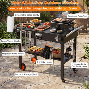 Folding Grill Cart for 17 and 22 Inch Griddles with Heat-Resistant Mat view 8