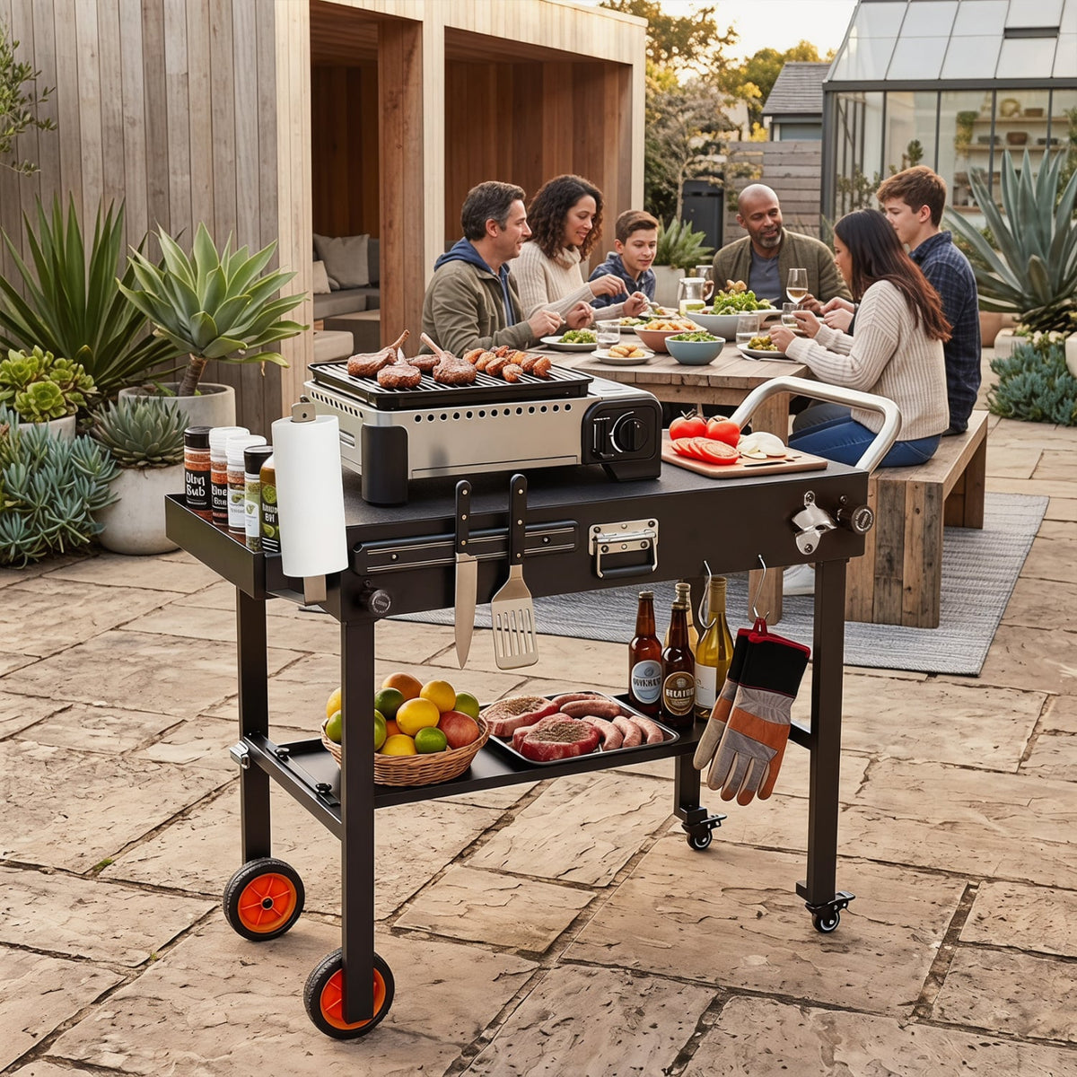 Folding Grill Cart for 17 and 22 Inch Griddles with Heat-Resistant Mat view 2