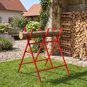 Folding Log Saw Horse with Anti-Slip Sawteeth and Non-Slip Foot Pads Heavy Duty-Red view 2