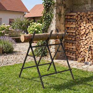 Folding Log Saw Horse with Anti-Slip Sawteeth and Non-Slip Foot Pads Heavy Duty-Black view 2