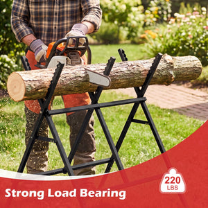 Folding Log Saw Horse with Anti-Slip Sawteeth and Non-Slip Foot Pads Heavy Duty-Black view 7