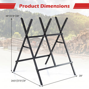 Folding Log Saw Horse with Anti-Slip Sawteeth and Non-Slip Foot Pads Heavy Duty-Black view 5