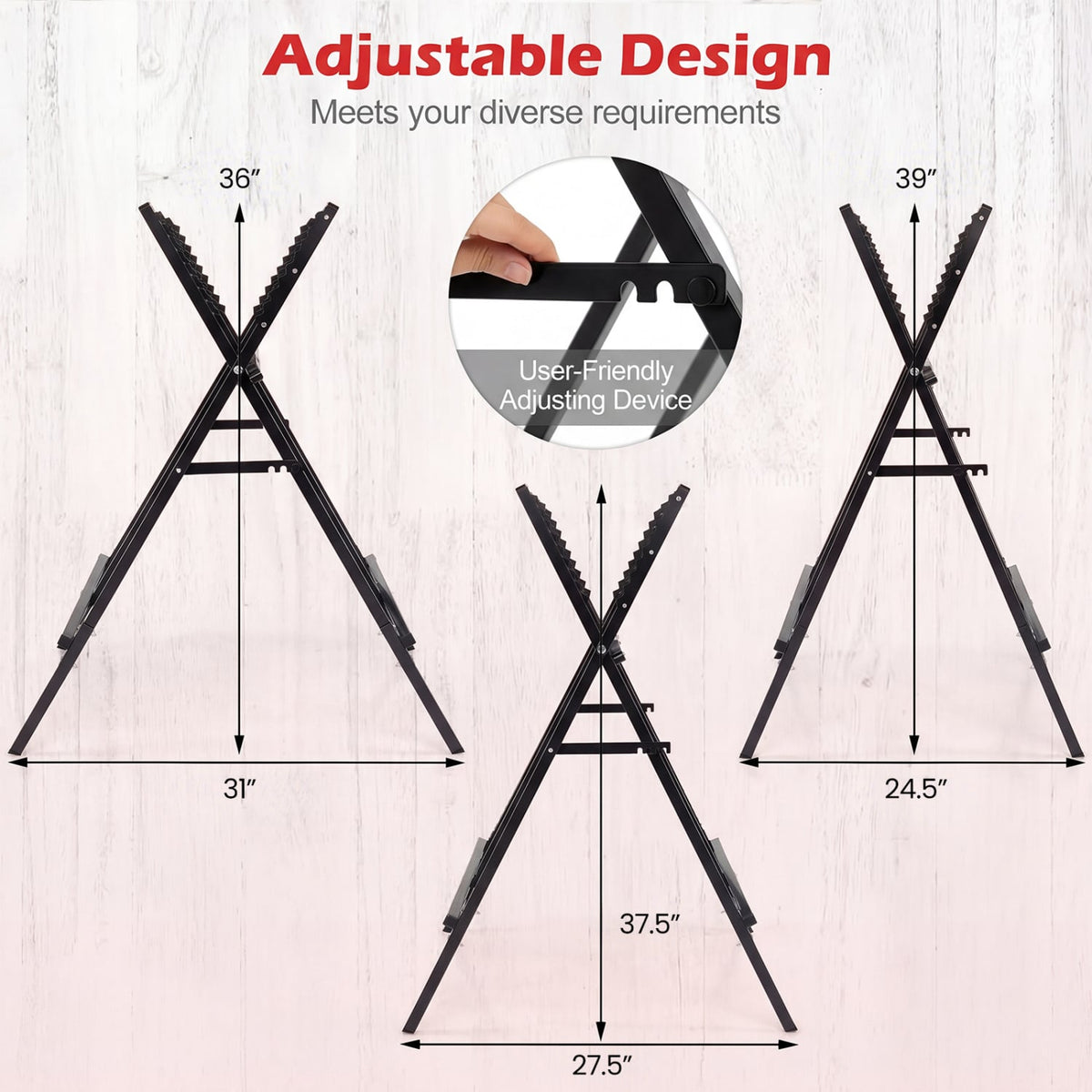 Folding Log Saw Horse with Anti-Slip Sawteeth and Non-Slip Foot Pads Heavy Duty-Black view 4