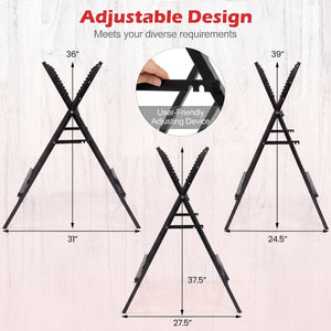 Folding Log Saw Horse with Anti-Slip Sawteeth and Non-Slip Foot Pads Heavy Duty-Black view 4