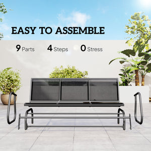 3-Seat Outdoor Glider Chair, Patio Rocking Chair, Steel Frame, Sling Fabric Seat for Garden, Backyard – view 4