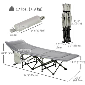 Folding Camping Cot with Mat & Pillow, Double Layer Oxford Heavy Duty Sleeping Cot with Carry Bag Blue – view 9