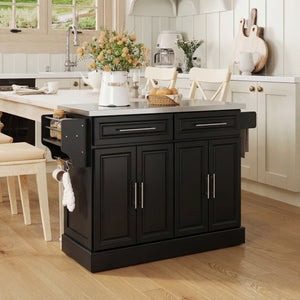 Stainless Steel Kitchen Island with Storage and Stainless Steel Top, Kitchen Trolley with Drawers – view 14