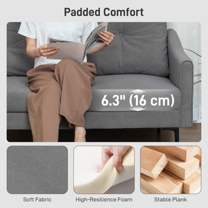 2 Seater Sofa, Small Modern Couch with High-Resilience Foam, Thicken Padding, Button Tufted, Cream White – view 10
