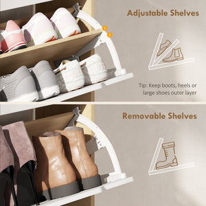 Narrow Shoe Cabinet for Entryway with 2 Flip Drawers, Top Drawer and Adjustable Shelves for 12 Pairs of – view 12