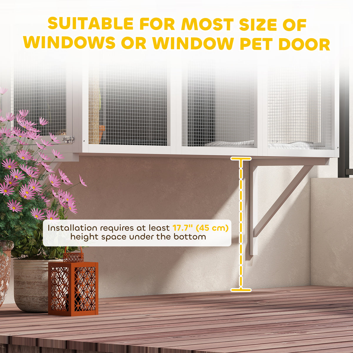 Wooden Catio Outdoor, Cat Window Box Enclosure for 2-3 Large Cats with 2 Jumping Platforms & Scratching – view 20