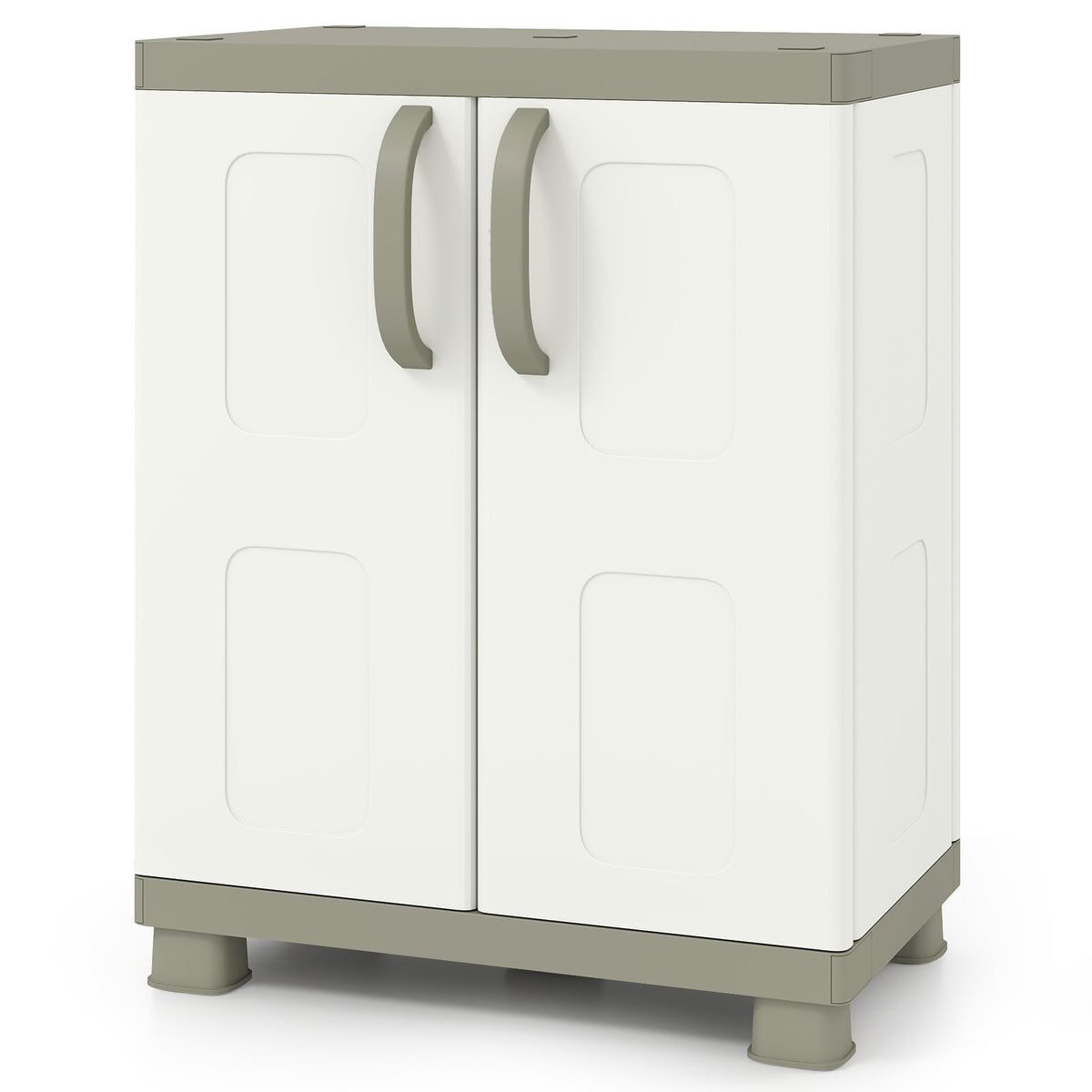 Freestanding Buffet Cabinet Sideboard with 2 Doors and Adjustable Shelves for Kitchen and Garage-Beige view 4