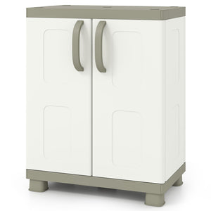 Freestanding Buffet Cabinet Sideboard with 2 Doors and Adjustable Shelves for Kitchen and Garage-Beige view 4