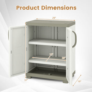 Freestanding Buffet Cabinet Sideboard with 2 Doors and Adjustable Shelves for Kitchen and Garage-Beige view 5