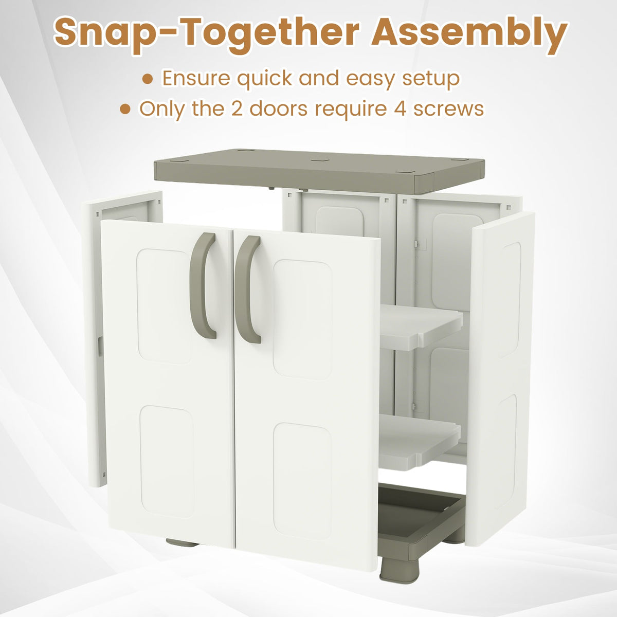 Freestanding Buffet Cabinet Sideboard with 2 Doors and Adjustable Shelves for Kitchen and Garage-Beige view 9