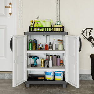 Freestanding Buffet Cabinet Sideboard with 2 Doors and Adjustable Shelves for Kitchen and Garage-Gray view 3