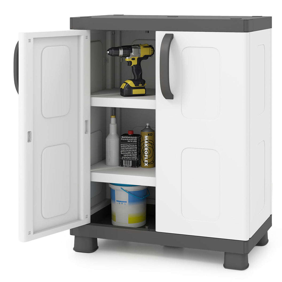 Freestanding Buffet Cabinet Sideboard with 2 Doors and Adjustable Shelves for Kitchen and Garage-Gray