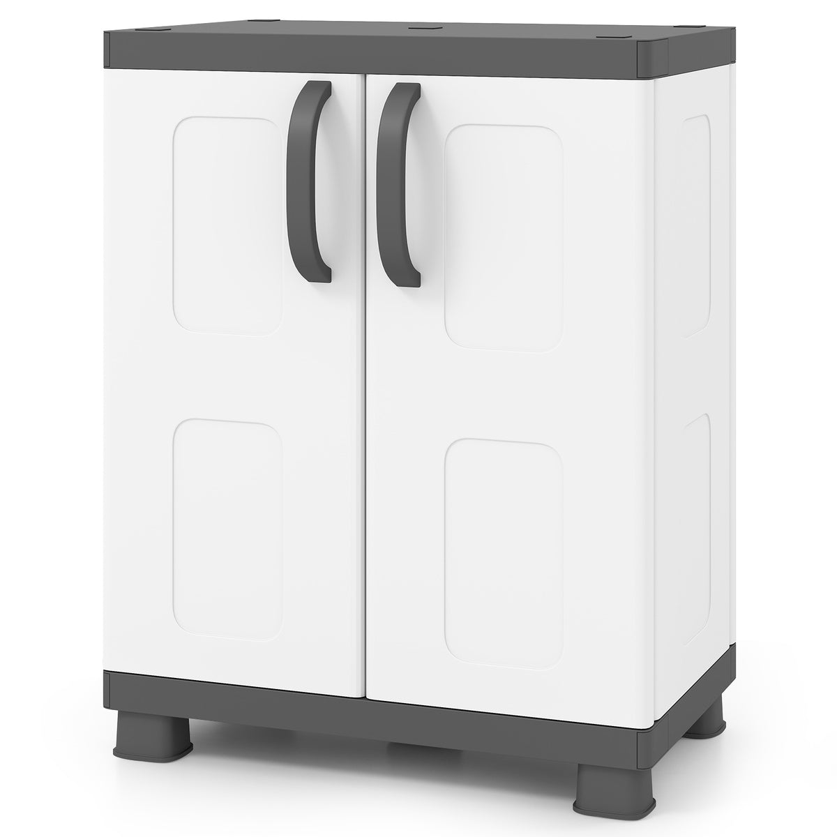 Freestanding Buffet Cabinet Sideboard with 2 Doors and Adjustable Shelves for Kitchen and Garage-Gray view 4