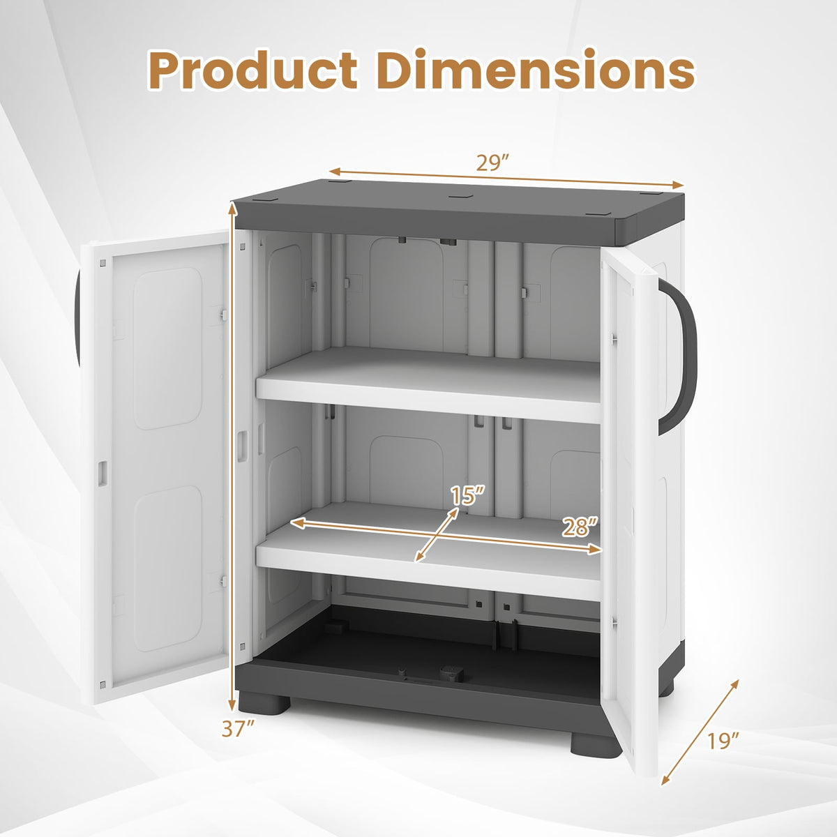 Freestanding Buffet Cabinet Sideboard with 2 Doors and Adjustable Shelves for Kitchen and Garage-Gray view 5