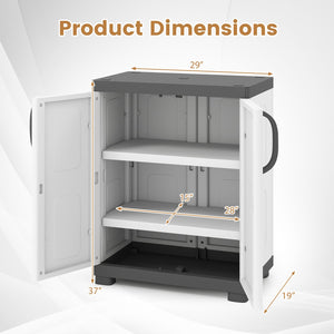 Freestanding Buffet Cabinet Sideboard with 2 Doors and Adjustable Shelves for Kitchen and Garage-Gray view 5
