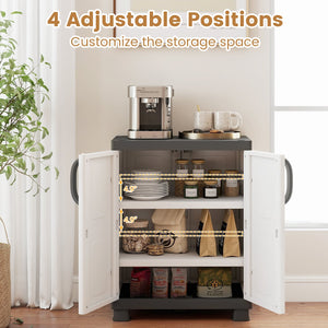 Freestanding Buffet Cabinet Sideboard with 2 Doors and Adjustable Shelves for Kitchen and Garage-Gray view 7