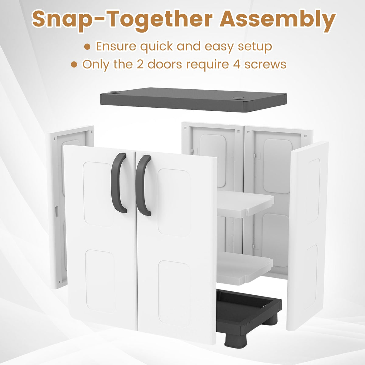 Freestanding Buffet Cabinet Sideboard with 2 Doors and Adjustable Shelves for Kitchen and Garage-Gray view 9