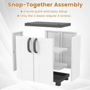 Freestanding Buffet Cabinet Sideboard with 2 Doors and Adjustable Shelves for Kitchen and Garage-Gray view 9
